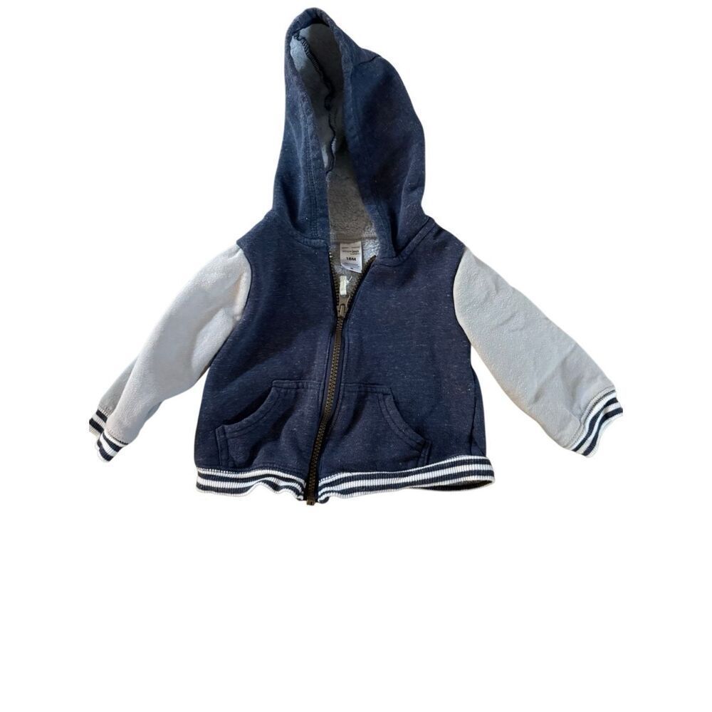 Carter’s fleece zip up Hoodie sz 12 months boys blue/grey sweatshirt